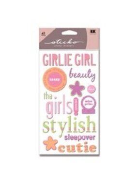 Girlie Girl Sticko Sticker Sheet With Glittered Designs EK Success Fun Crafting